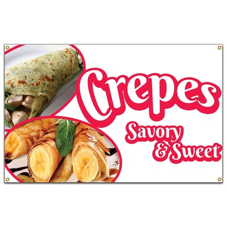 Signmission Crepes Savory And Sweet Banner Concession Stand Food Truck Single Sided B-60 Crepes Savory And Sweet19